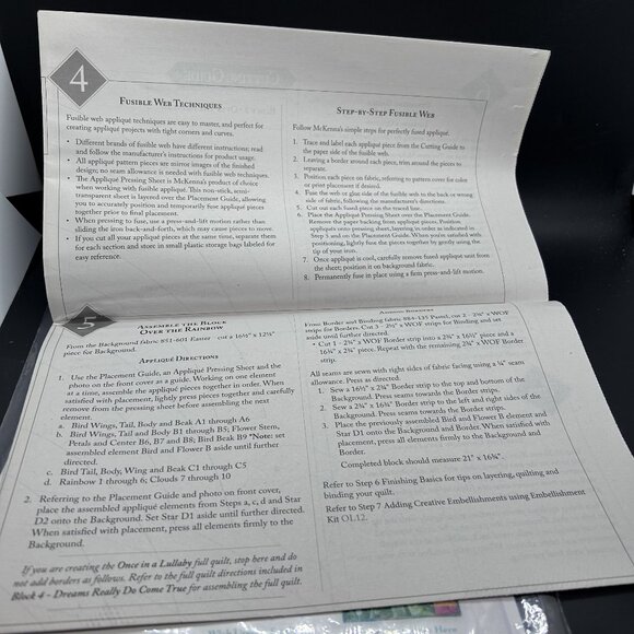 McKenna Ryan Block 2 “Over the Rainbow” Applique Quilt Sewing Pattern Uncut FF - Picture 4 of 6